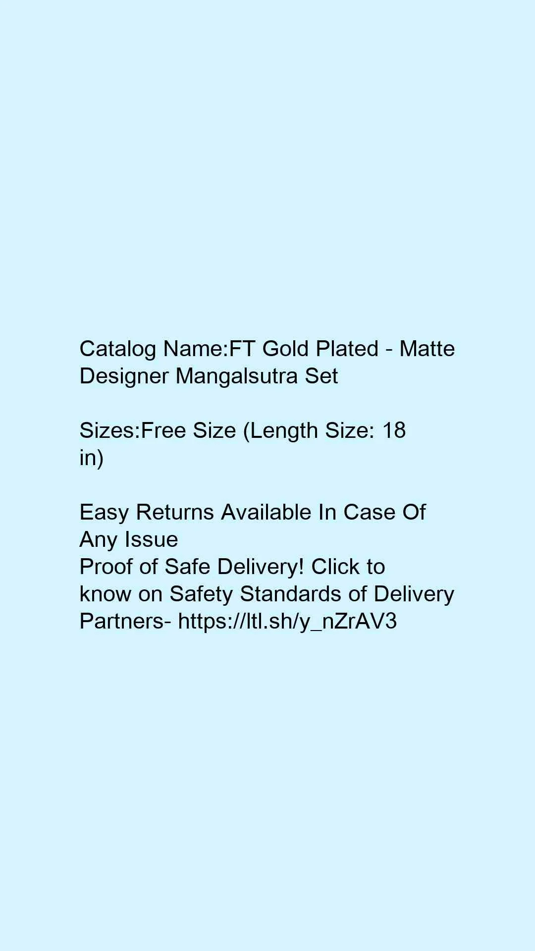 FT Gold Plated - Matte Designer Mangalsutra Set - Image 2