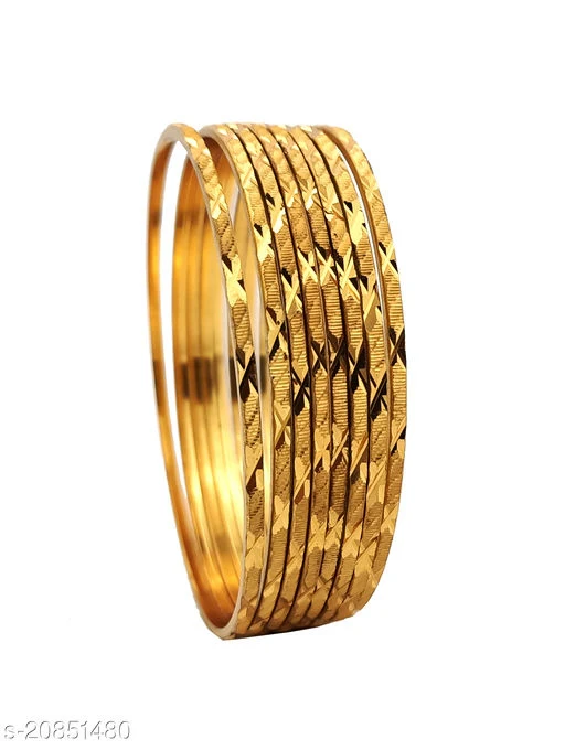 Gold Plated 8 pcs Churi Bangle Set for Women* - Image 3