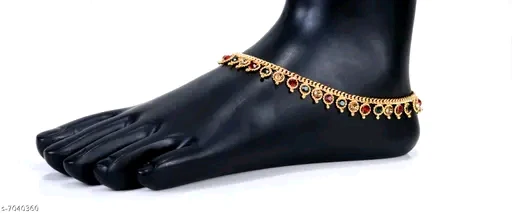 Gold Trendy Traditional Indian Style Anklet - Gold Plated Chain Anklet (10.5 Inch) - Image 2