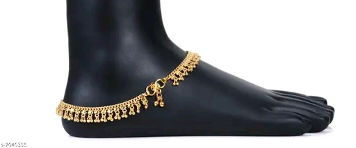 Gold Trendy Traditional Fashion Indian Style Anklet - Elegant Gold-Plated Payal for Women and Girls - Image 2