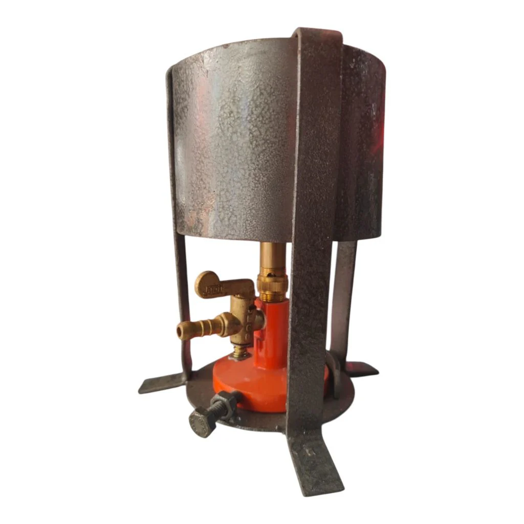 Heavy-Duty Laboratory Gas Burner with Adjustable Flame & Wind Guard Stand #