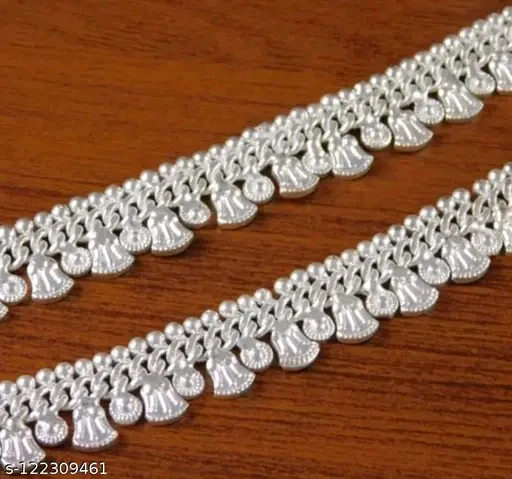 Heavy Kolhapuri Traditional Silver Plated Anklet for Women & Girls