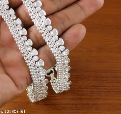 Heavy Kolhapuri Traditional Silver Plated Anklet for Women & Girls - Image 2