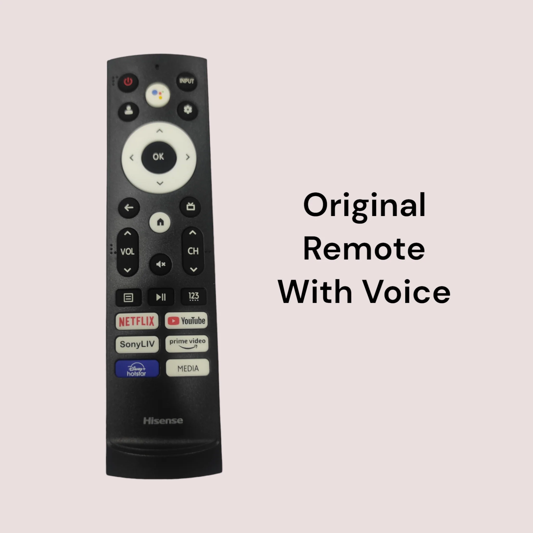 Original Hisense Smart TV Remote with Voice Control – YouTube, Google Play, Hotstar & Prime Video Buttons# - Image 7