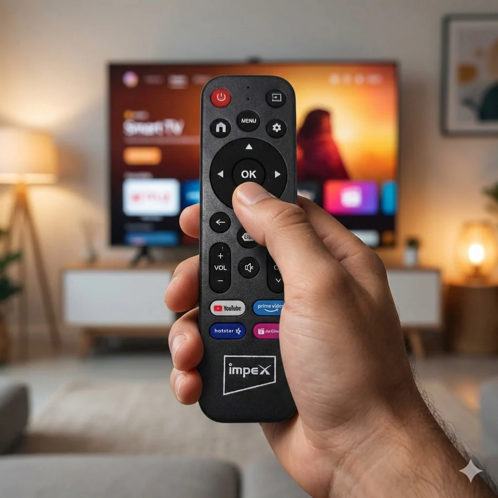 IMPEX Smart TV Remote Control with OTT Hotkeys & Voice Ready Design #