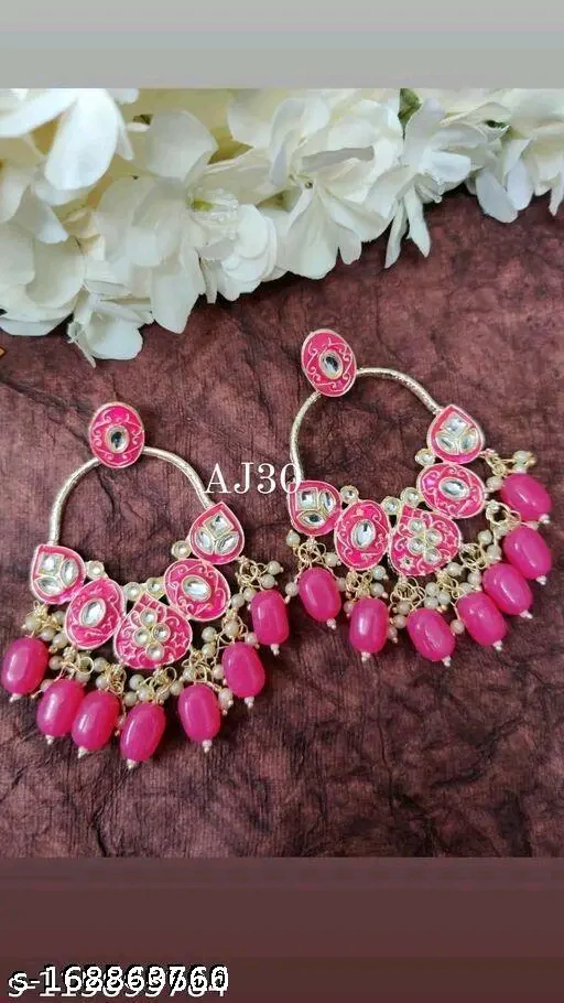 Jeweriche Imitation Beautiful Earrings for Girls &amp; Women (Paan Meena-Rani) - Image 2