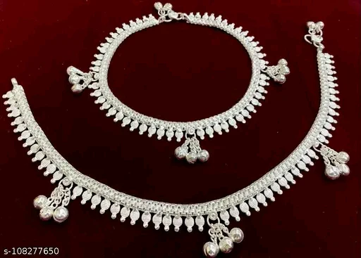 Kolhapuri Anklet Payal - Silver Plated Brass & Copper Chain Anklet - Image 4