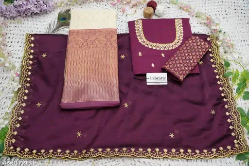 Beautiful Woven Lichi Silk Half Saree with Embroidered Blouse & Rangoli Dupatta # - Image 4
