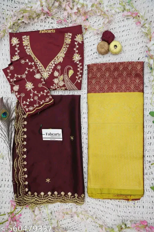 Beautiful Lichi Silk Woven Half Saree with Embroidered Blouse & Rangoli Dupatta # - Image 2