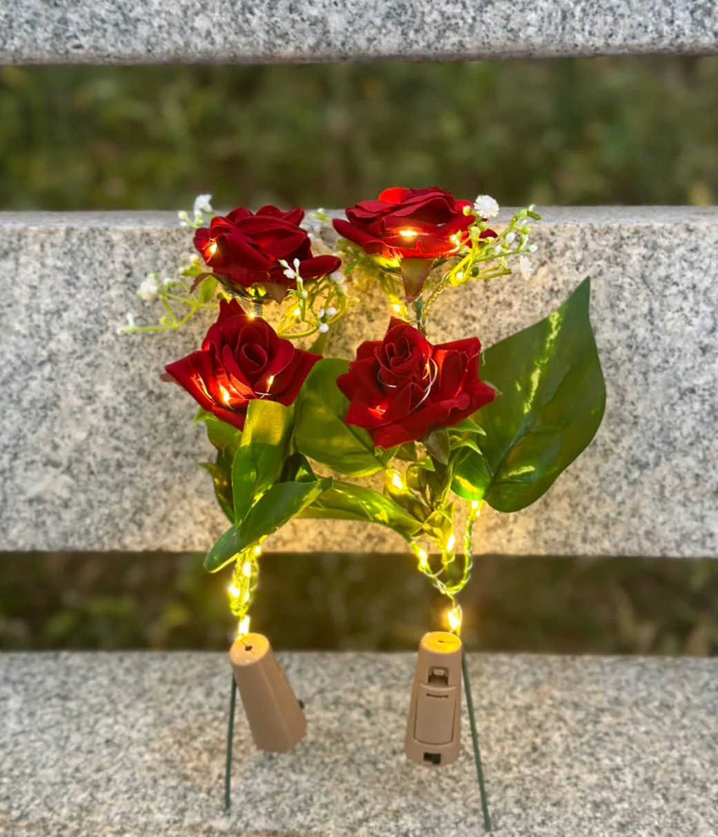 Lovely Double Rose Fairy With Lights Bouquet - Image 2