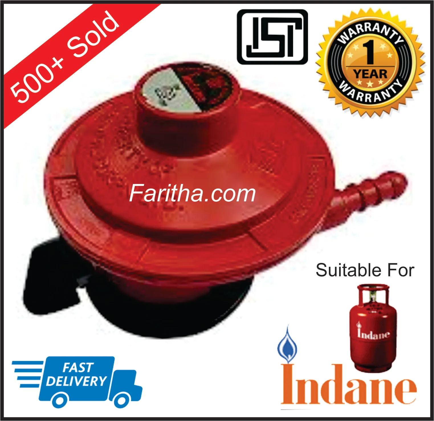 Indane LPG Gas Regulator – Compatible with INDANE Cylinders | Red Color | Safe & Durable# - Image 3