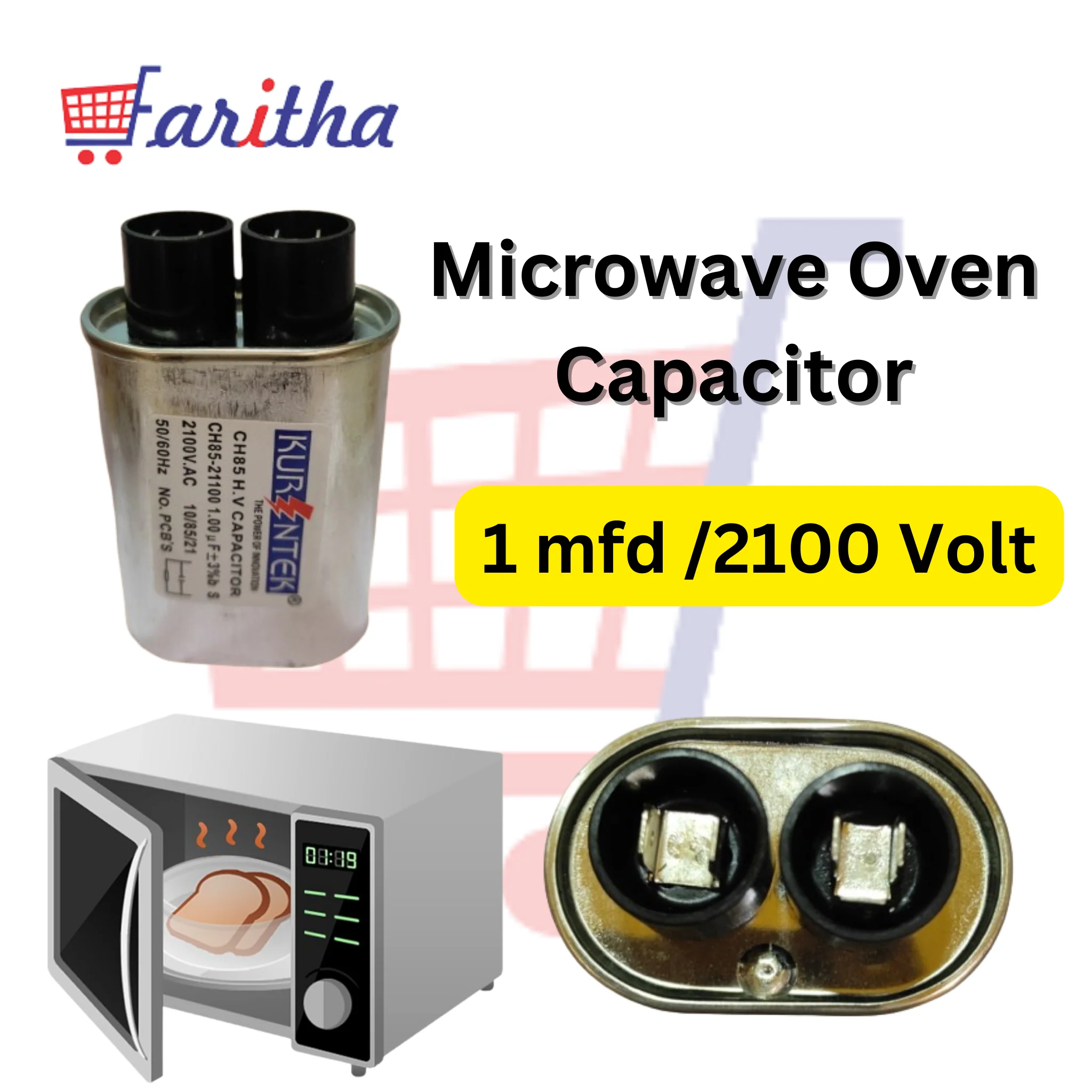 Microwave Oven Capacitor  1 mfd /2100 Volt - Image 2