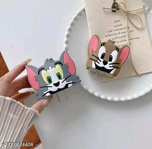 Micvir Charger Cover for iPhone 18W-20W Charger, 3D Cartoon Design Tom Grey, SpiralMicvir 3D Cartoon Tom Grey Spiral Charger Cover for iPhone 18W-20W Charger &amp; Cable Protector - Image 4