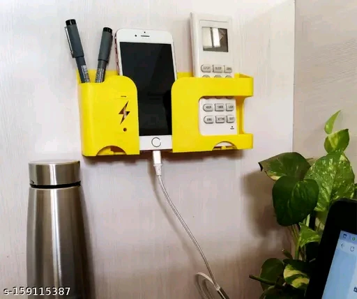 Geocarter Multi-Purpose Wall Mountable Mobile Stand Holder | Universal Phone Holder for Smartphones | Remote, Pen, Pencil, and Key Holder | Mobile Charging Stand - Image 2