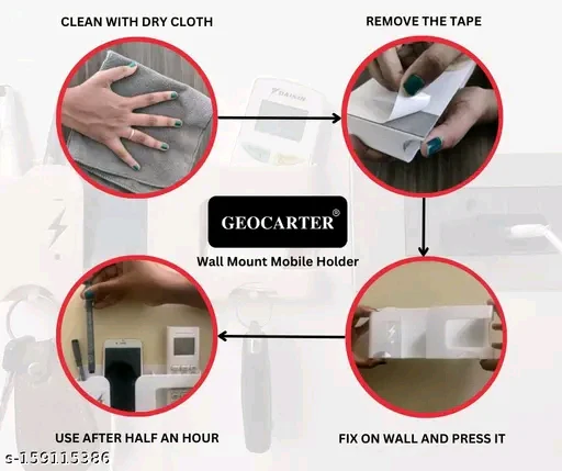 Geocarter All-in-One Wall Mount Mobile Stand Organizer - Charge, Hold Store Effortlessly! - Image 2