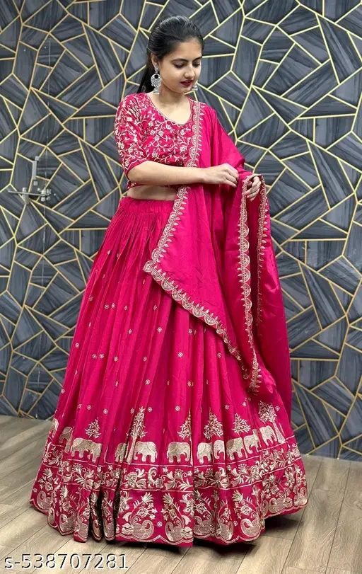 New Design Chinon Silk Heavy Embroidery Work Lehenga Choli for Women # - Image 2
