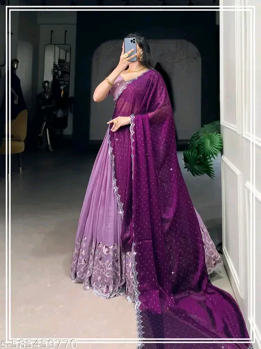 New Latest Embroidery Lehenga Choli with Embroidered Dupatta – Separate Blouse Piece (Unstitched)# - Image 3