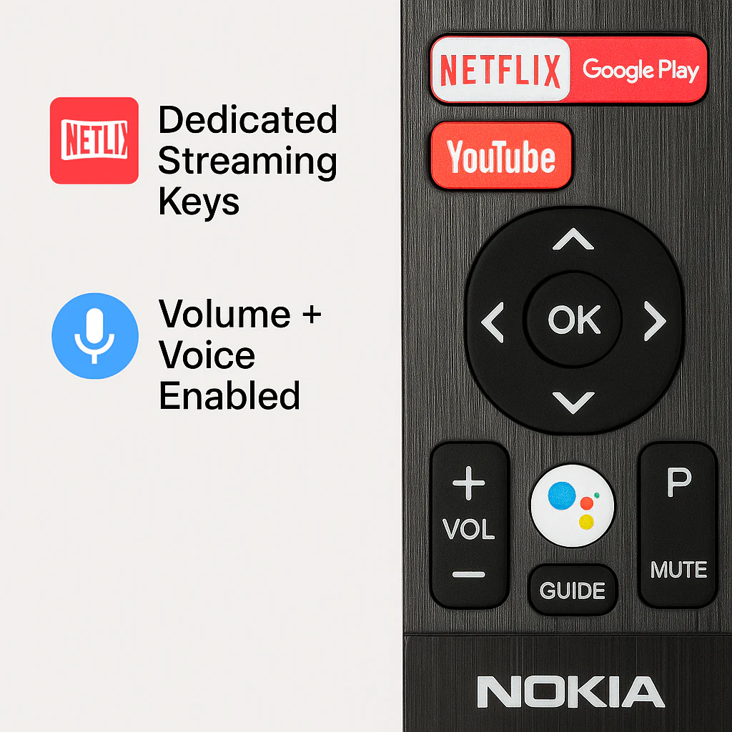 Nokia Smart LED TV Remote | Voice Control & Streaming Apps (Netflix, YouTube, Prime) ## - Image 3