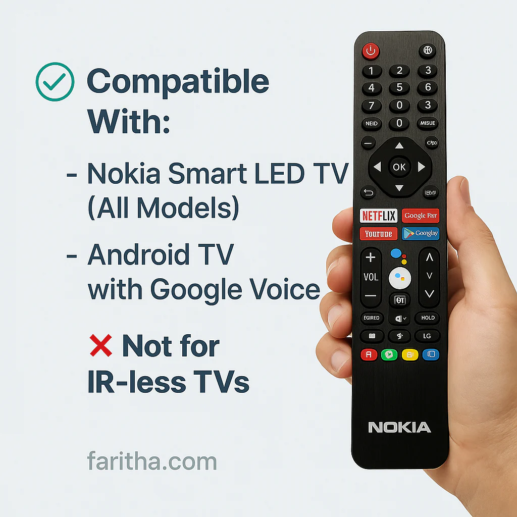 Nokia Smart LED TV Remote | Voice Control & Streaming Apps (Netflix, YouTube, Prime) ## - Image 8