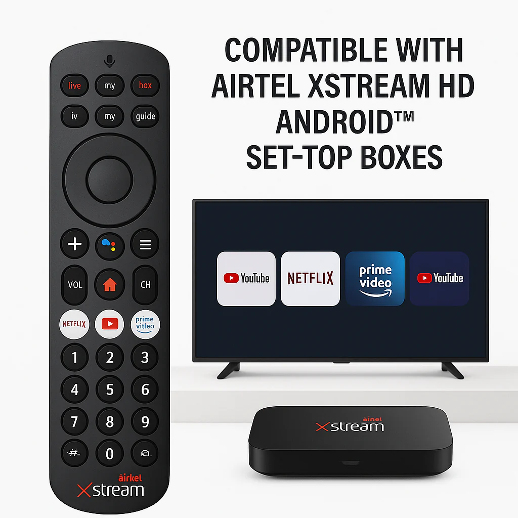 Original Airtel Xstream HD Set-Top Box Remote with Voice Control – Netflix, YouTube, Prime Video Compatible# - Image 4