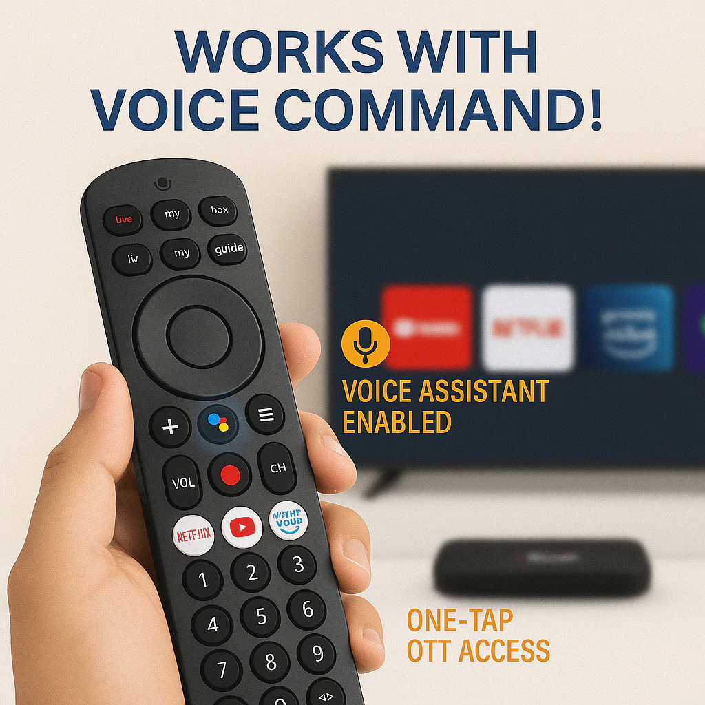 Original Airtel Xstream HD Set-Top Box Remote with Voice Control – Netflix, YouTube, Prime Video Compatible# - Image 5