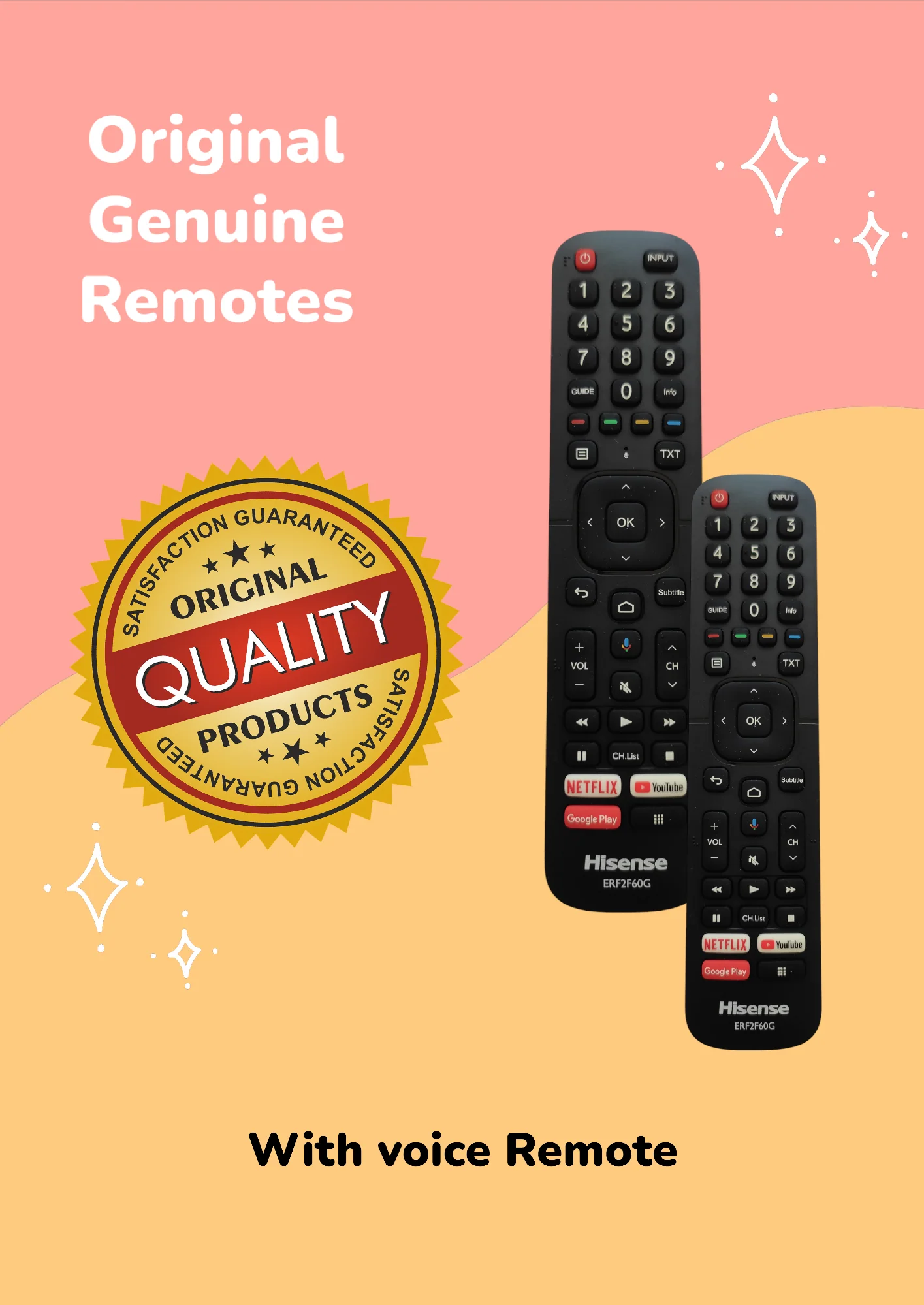 Original Hisense Smart TV Remote Control with Netflix, Prime Video, YouTube, Music, Browser & Voice Sensor# - Image 2