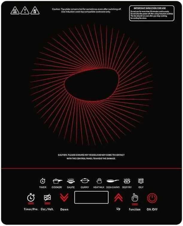Pigeon Induction Cooktop Push Button Electric Stove Portable Black #