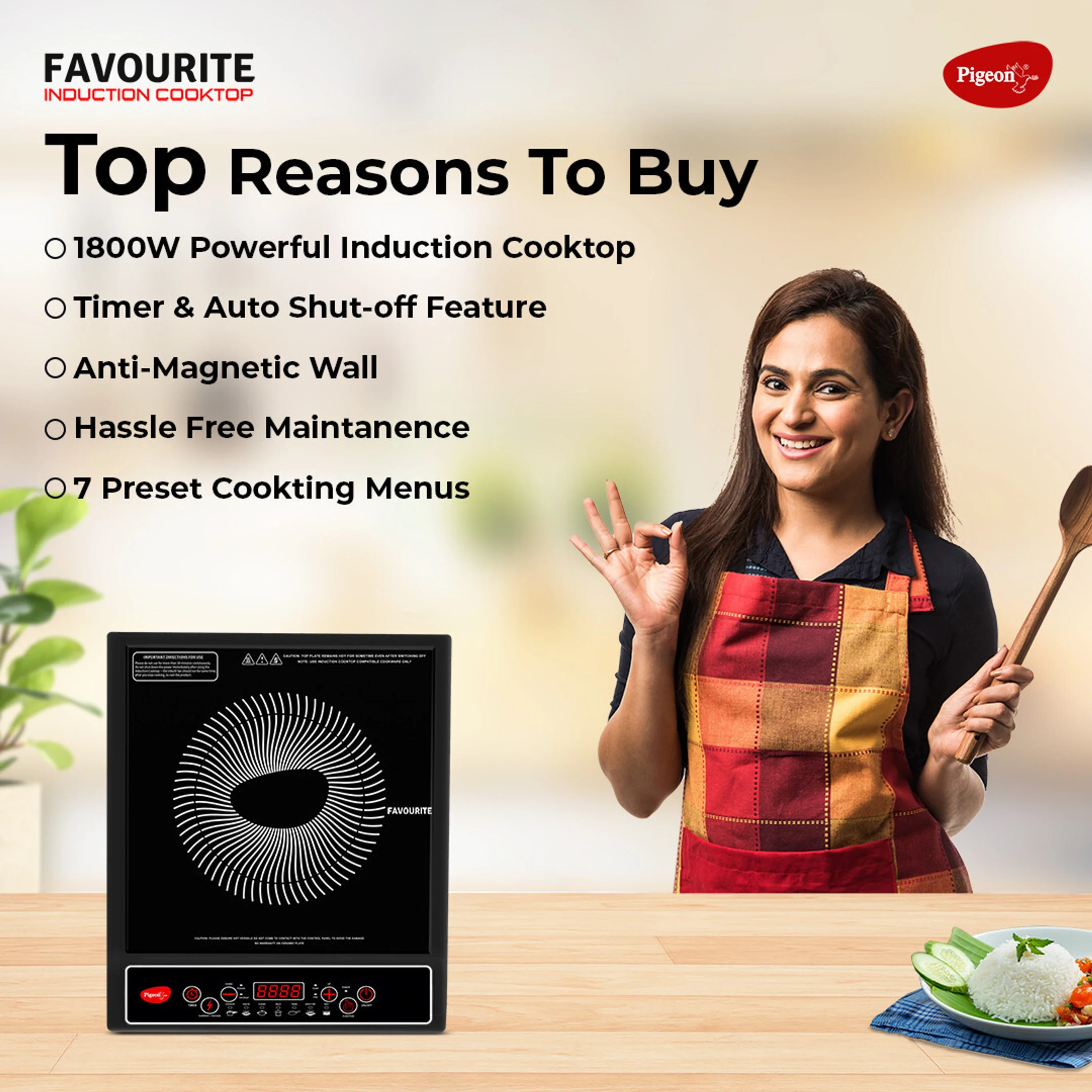 Pigeon Induction Cooktop Push Button Electric Stove Portable Black # - Image 6