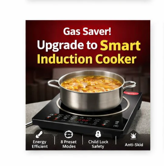 Pigeon Rapido Anti-Skid Induction Cooktop – 2100W High Power | 8 Preset Menus | Feather Touch Control | Energy Saving Cooker - Image 5
