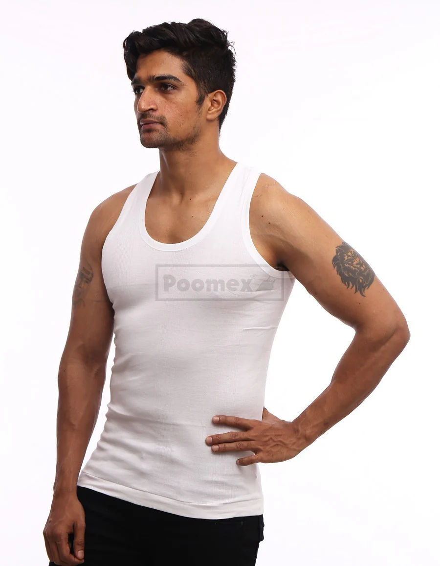 Poomex Gents Flex Rib Cotton Vest – Sleeveless Gym & Everyday Innerwear for Men# - Image 3