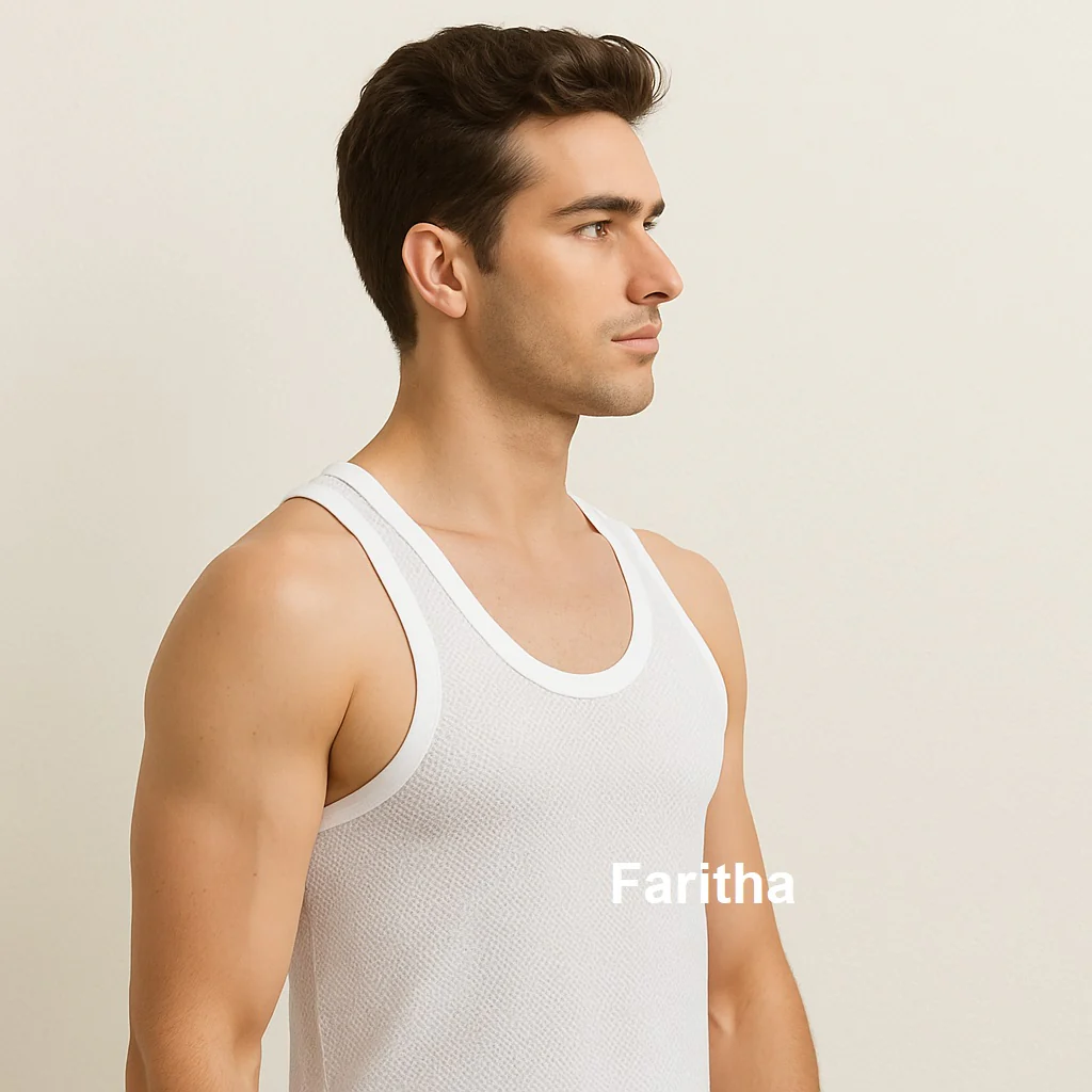 Poomex Men’s White Netted Vest – 100% Combed Cotton, Breathable & Comfortable - Image 3