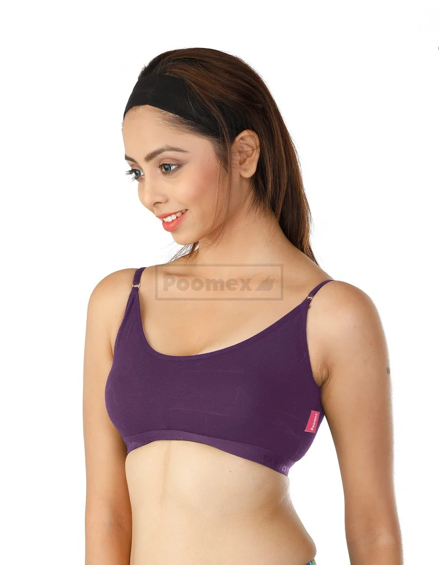 Poomex Ladies Teen Bra (Pack of 3) Apple Red, Coral, Plum Colours - Image 3
