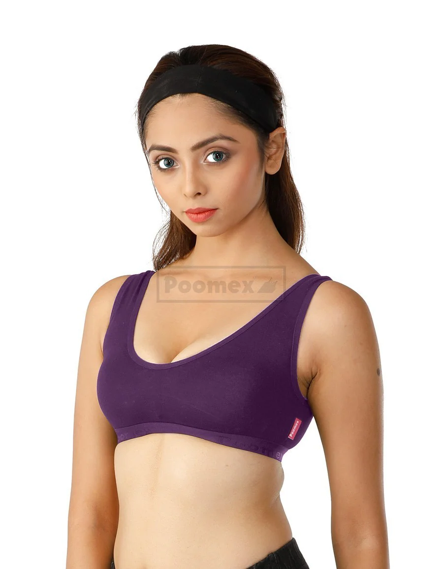 Poomex Sports Bra (Pack of 3) Apple Red, Coral, Plum Colours - Image 3