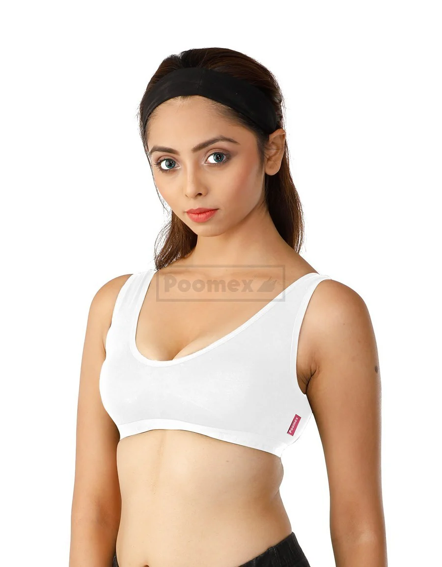 Poomex Sports Bra (Pack of 3) Black, Skin, White Colours - Image 3