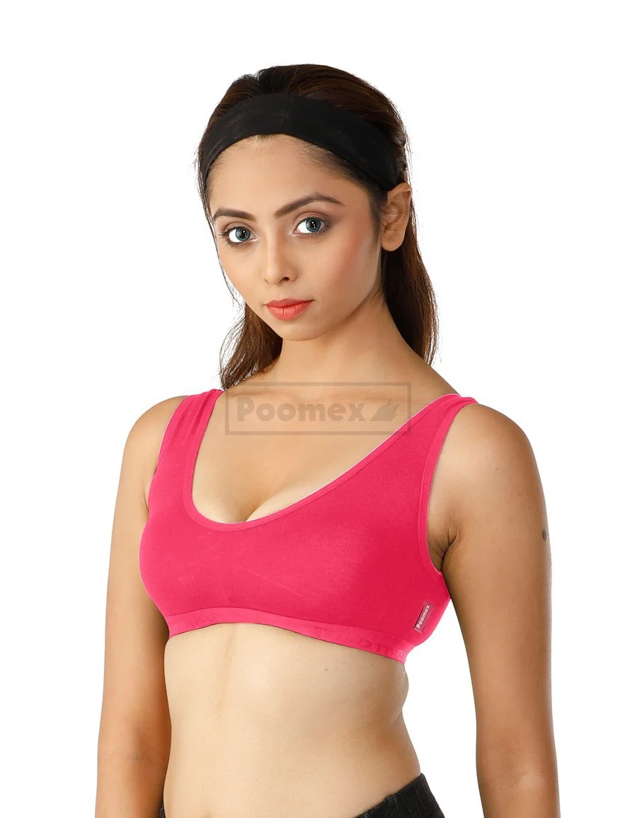 Poomex Sports Bra (Pack of 3) Mogito, Rama Green, Rani Pink Colours - Image 3