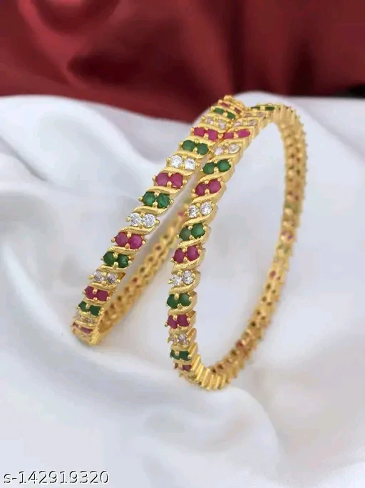 Premium Quality Microplated AD Stone Bangles for Women and Girls