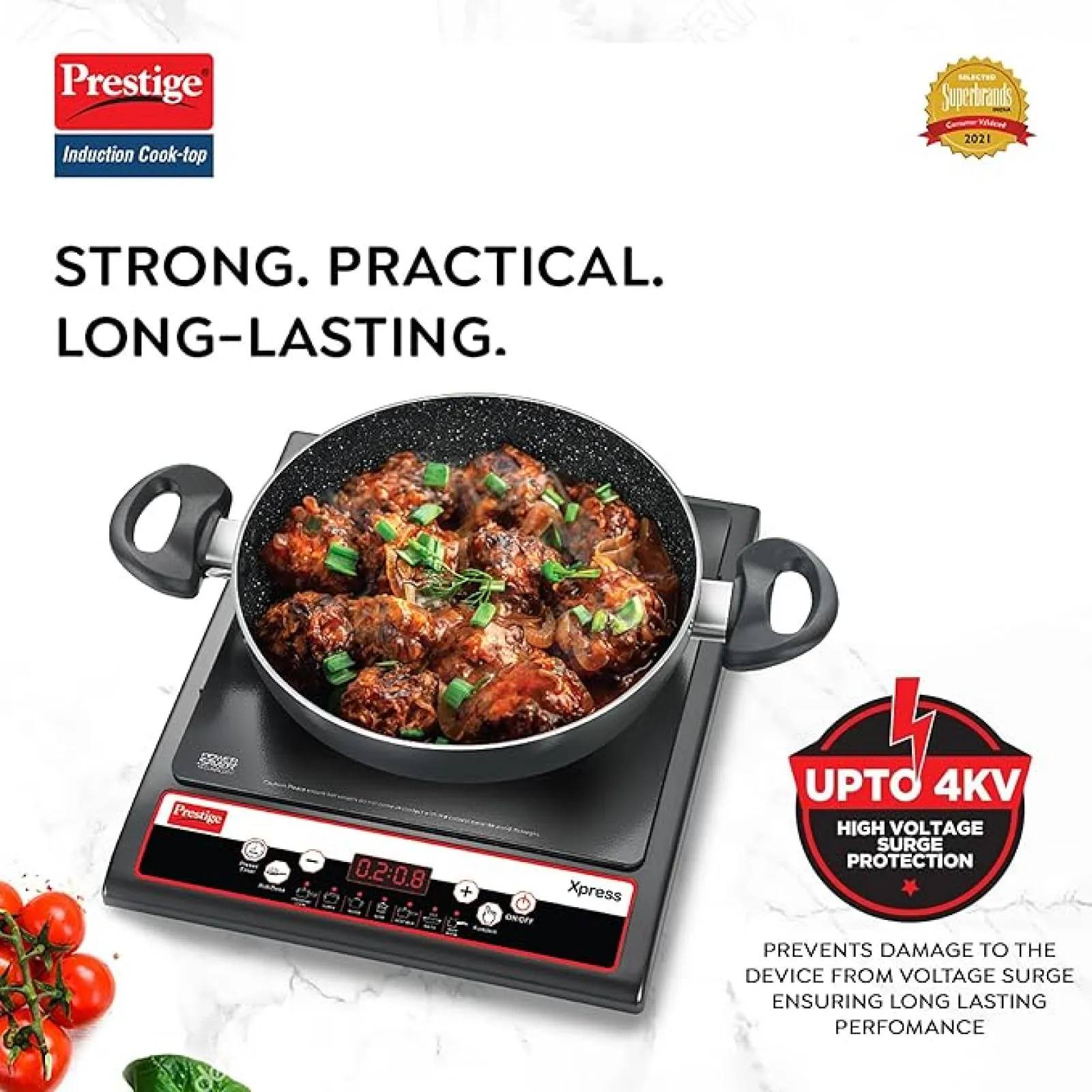 Prestige Xpress 1200W Induction Cooktop Black with Ceramic Plate & Push Button Controls # - Image 7