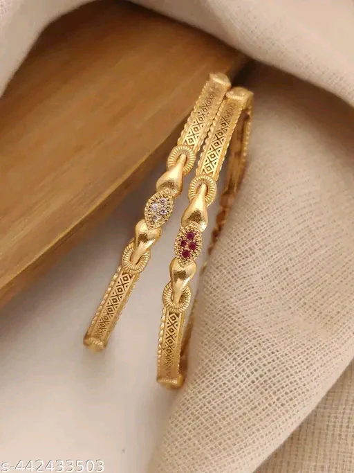 Princess Fancy Bracelet & Bangles Set – Elegant Gold Plated with Artificial Stones