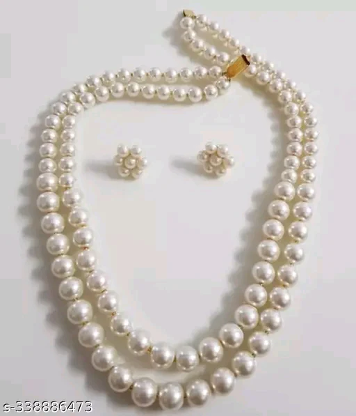 Princess Graceful Gold-Plated Pearl Jewelry Set – Necklace & Earrings