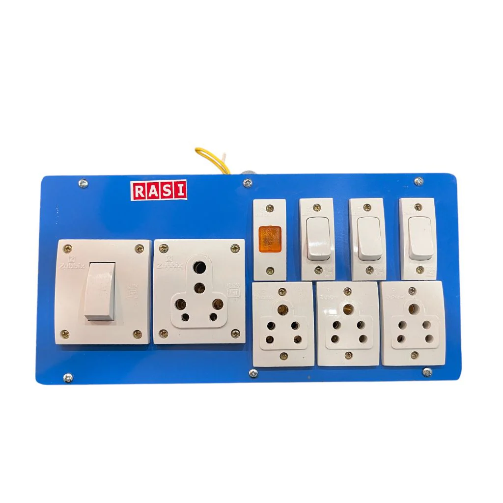 RASI Wooden Extension Switch Board with 1×15A & 3×5A Sockets with Indicator