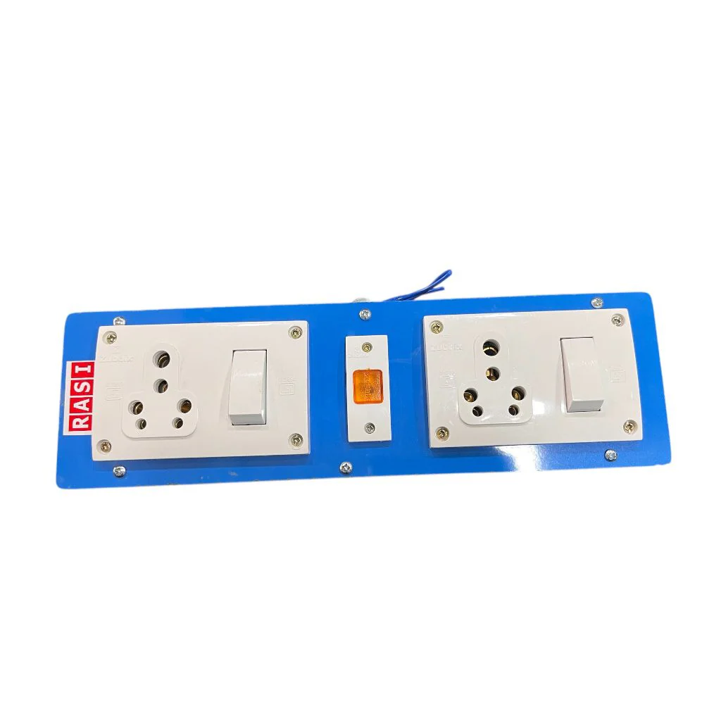 RASI Wooden Extension Switch Board with 2 × 15 Amp Sockets & Indicator