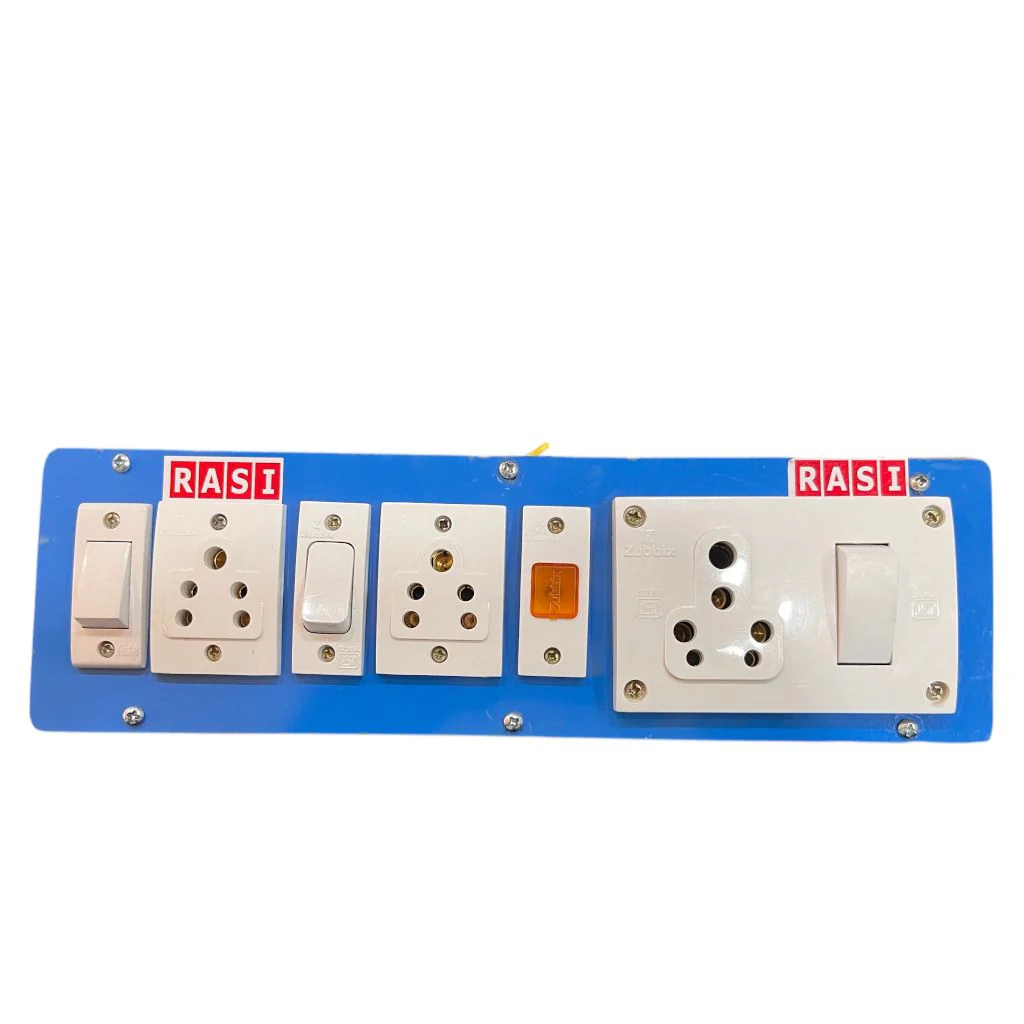 RASI Wooden Extension Switch Board with 2×5A & 1×15A Socket with Indicator