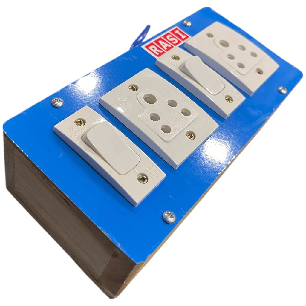 RASI Wooden Extension Switch Board with 2×5A Sockets & Individual Switches # - Image 2