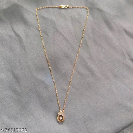 Rose Gold American Diamond Pendant &amp; Chain Set for Women – Elegant Necklace with Cubic Zirconia Stones - Image 3
