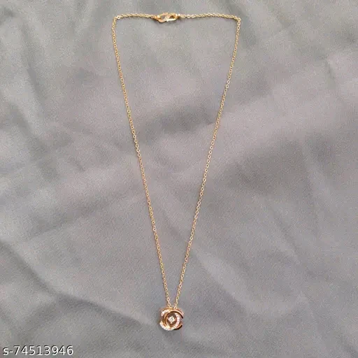 Rose Gold American Diamond Pendant & Chain Necklace for Women - Image 3