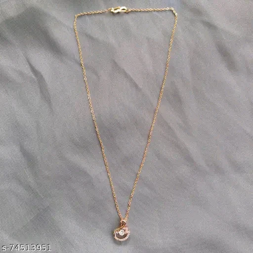 Rose Gold American Diamond Pendant & Chain Set for Women - Image 3