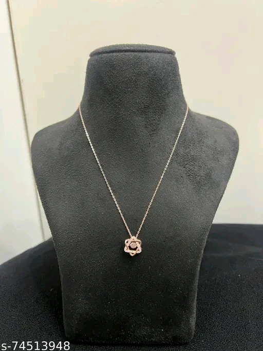 Rose Gold American Diamond Pendant & Chain Set for Women - Elegant Cubic Zirconia Necklace - Image 4