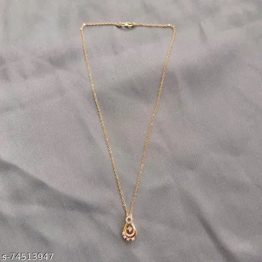 Rose Gold American Diamond Pendant &amp; Chain Set for Women – Elegant Cubic Zirconia Necklace - Image 3