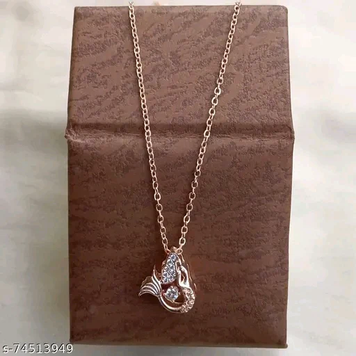 Rose Gold American Diamond Pendant &amp; Chain for Women - Elegant Cubic Zirconia Necklace - Image 2