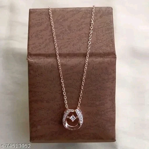 Rose Gold American Diamond Pendant &amp; Chain Set for Women - Elegant Cubic Zirconia Necklace - Image 2